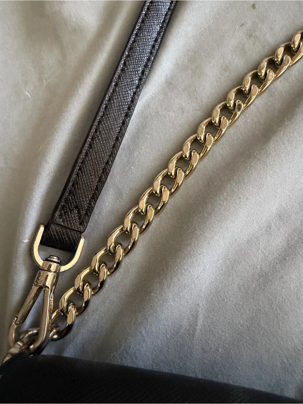 Kate Spade New York Black Crossbody Shoulder Bag Gold Chain Convertible